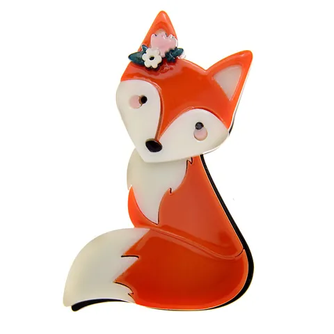 Cute Cartoon Fox Brooch Acrylic Acetate Animal Pin Jewelry For Women Men Daily Decoration Fashion Jewelry Pin Gift