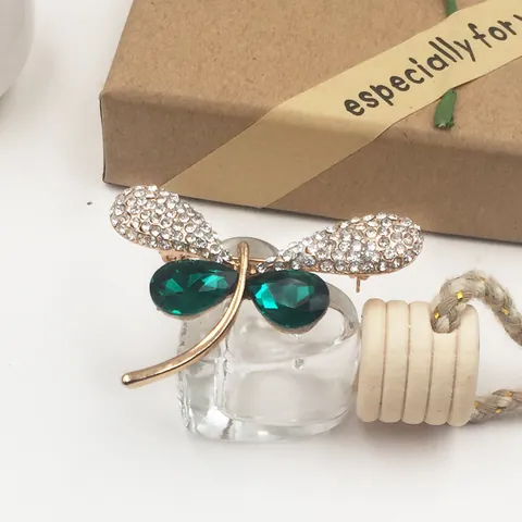 Spilla a Forma di Libellula in Lega Vintage per Uomo Donna Oro Galvanizzato Strass Smeraldo Finto Gemma Animale Gioielli Spilla