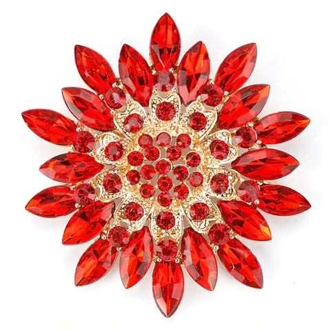 Fashion Luxury Alloy Rhinestone Snowflake Brooch For Women Elegant Glass Crystal Flower Pin For Clothing Decorative Accessories