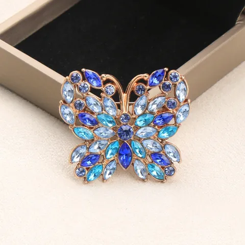 Broche de Mariposa Colorido para Mujer con Incrustaciones de Strass Aleación Insecto Pin de Solapa Moda Abrigo Corsage Joyería
