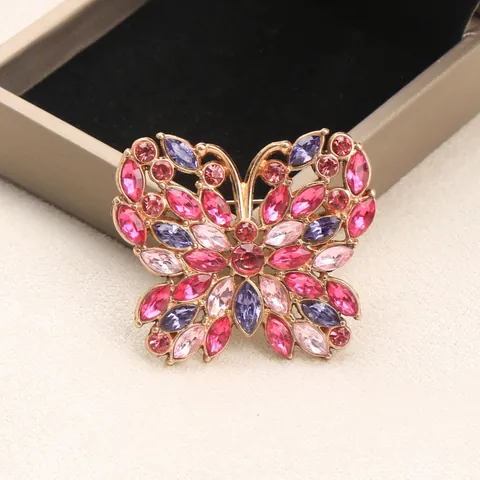 Broche de Mariposa Colorido para Mujer con Incrustaciones de Strass Aleación Insecto Pin de Solapa Moda Abrigo Corsage Joyería
