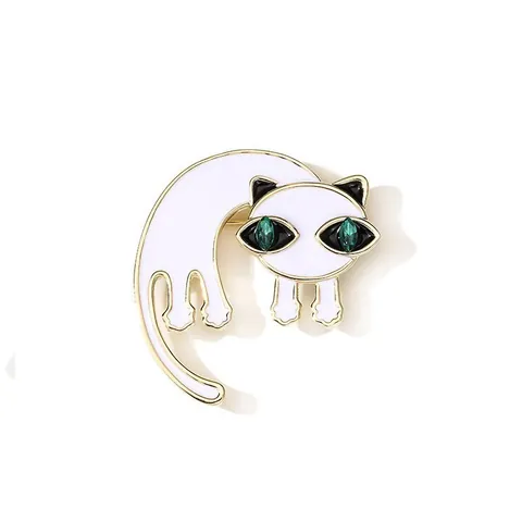 Schattige Legering Kat Broche Strass Emaille Dier Pin Voor Vrouwen Mannen Mode Cartoon Kat Revers Pin Kleding Decoratie Accessoires
