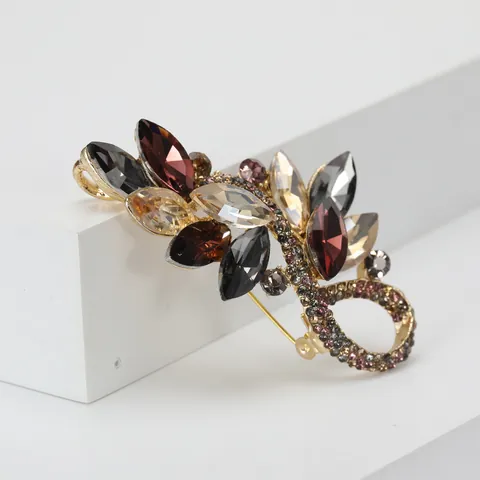 Vintage Legierung Kristall Glas Brosche Für Damen Strass Marquise Schnitt Floral Brustnadel Retro Mode Kleidung Zubehör