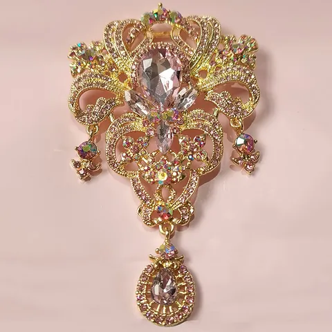Broche de Corona Real Vintage Para Mujer Lujo Diamantes de Imitación Aleación Corsage Hebilla de Bufanda Clip de Chal Joyería Estilo Barroco Regalo