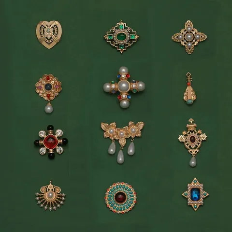 Broche Vintage Baroque pour Femmes Élégante Épingle de Palais Perle Artificielle Strass Badge Bijoux de Mariage Cadeau