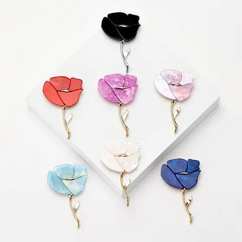 Large Alloy Flower Brooch Fashion Petal Pin Enamel Floral Corsage For Coat Suit Accessories Wedding Banquet Jewelry For Women