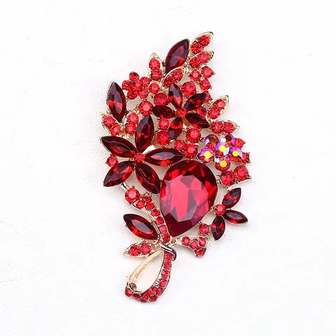Large Crystal Glass Flower Brooch For Women Vintage Rhinestone Floral Corset Pin For Wedding Party Clothes Accessories