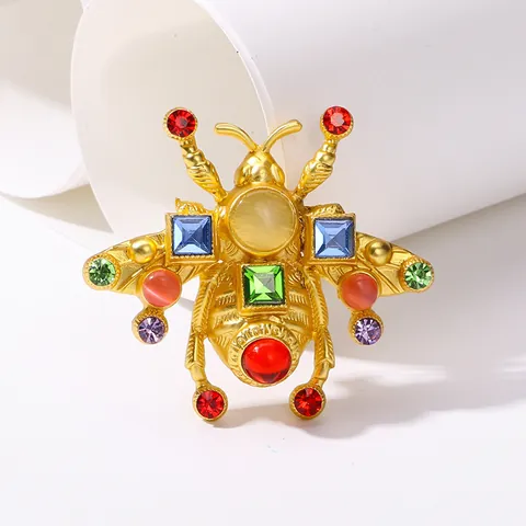 Vintage Schwere Arbeit Biene Brosche Für Damen Luxus Gold Metall Strass Insekten Nadeln Retro Hornisse Korsage Schmuck Zubehör