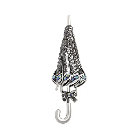 Vintage Umbrella Brooch Luxury Rhinestone Inlaid Alloy Suit Pin For Women Elegant Fashion Jewelry Accessory Clothing Decoration