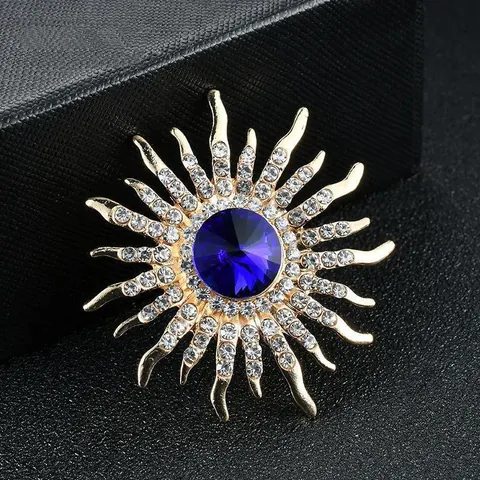 Luxurious Elegant Crystal Brooch Rhinestone Artificial Pearl Floral Sunburst Lapel Pin For Suit Coat Accessories For Women Men