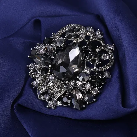 Vintage Böhmisch Luxus Große Strass Brosche Für Damen Herren Zinklegierung Blumen Birne Geformt Kristall Brustnadel Schmuck