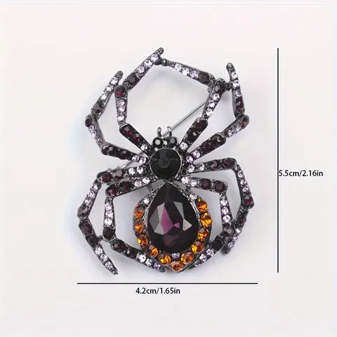 Vintage Spin Broche Zinklegering Paarse Strass Traan Kristal Ingelegd Gotische Stijl Insect Speld Mode Sieraden Cadeau