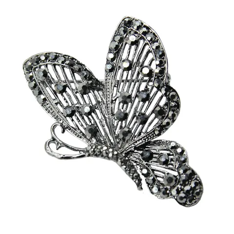 Vintage Legierung Schwarz Künstliche Perle Strass Brosche Pin für Damen Retro Schleife Blume Schmetterling Kleidung Zubehör