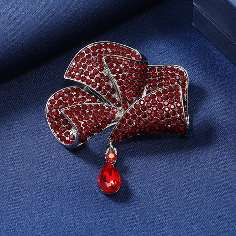 Broche Fleur Nœud en Alliage Strass Vintage Petit Design Épingle de Costume Haute Qualité Bijoux Élégants Cadeau Homme Femme