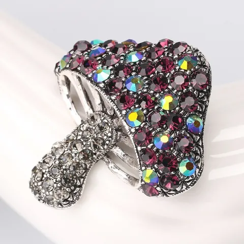 Spilla a Forma di Fungo Creativa per Donna Lega di Lusso di Nicchia con Strass Corsage Gioielli di Moda Spilla da Bavero