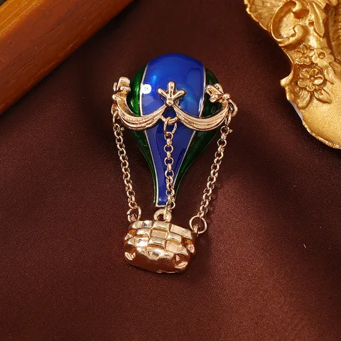 Creative Cute Glazed Hot Air Balloon Brooch Retro Alloy Enamel Suit Pin Lapel Jewelry Gift For Men Women Clothing Accessory