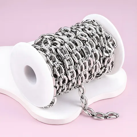 Catena Sfusa in Acciaio Inossidabile DIY Per Creazione Gioielli Doppia Aso Quadrata Curva Maglia Cubana Per Collana Bracciale Decorazione