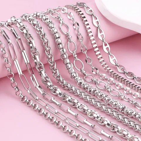 Stainless Steel DIY Jewelry Chain Multiple Styles Box Keel Rolo Chain For Necklace Bracelet Making Handmade Jewelry Findings Accessories