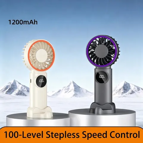 Handheld Portable High Speed Fan With Stepless Speed Control Digital LCD Display USB Rechargeable Mini Desk Fan For Outdoor Office