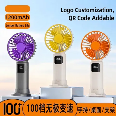 Handheld Mini Fan With One Hundred Speed Levels Digital Display USB Rechargeable Portable Small Desk Fan For Summer Travel Office