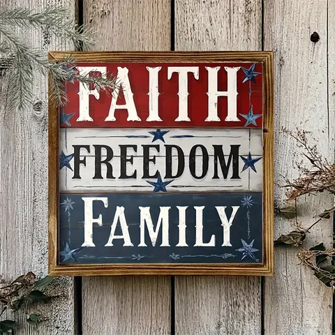 Vintage American Style Wooden Wall Art Faith Freedom Family Sweet Cheeks Wood Signs Rustic Home Decor Wall Hanging Plaque