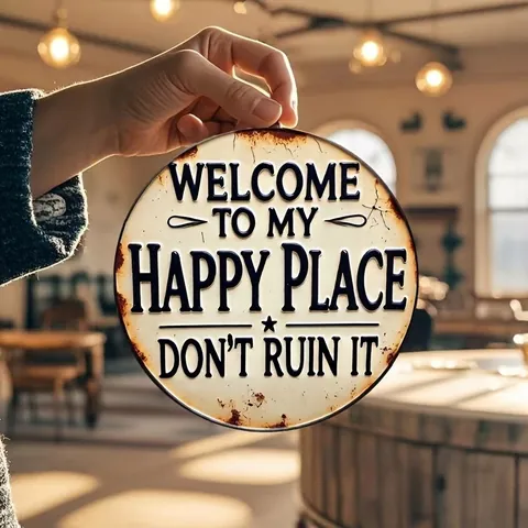 Vintage Hollow Wooden Wall Decor Sand Dollar Shape Round Welcome Sign Plaque For Home Living Room Wall Hanging Decoration
