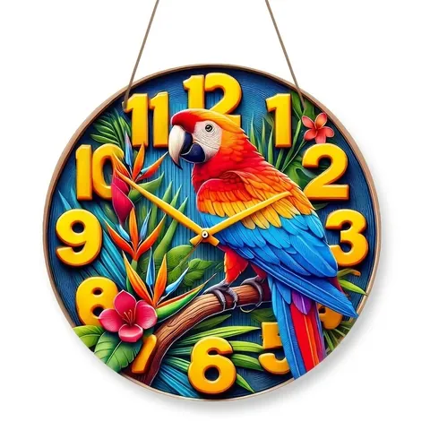Vintage Parrot Wooden Wall Plaque Decorative Tropical Macaw Hanging Ornament Fruits of Holy Spirit Bible Verse Decor For Porch