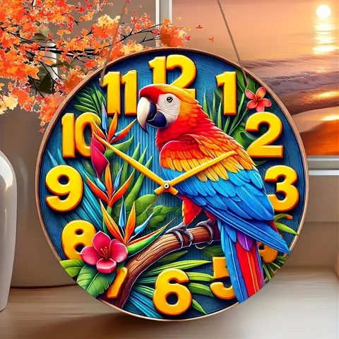 Vintage Parrot Wooden Wall Plaque Decorative Tropical Macaw Hanging Ornament Fruits of Holy Spirit Bible Verse Decor For Porch