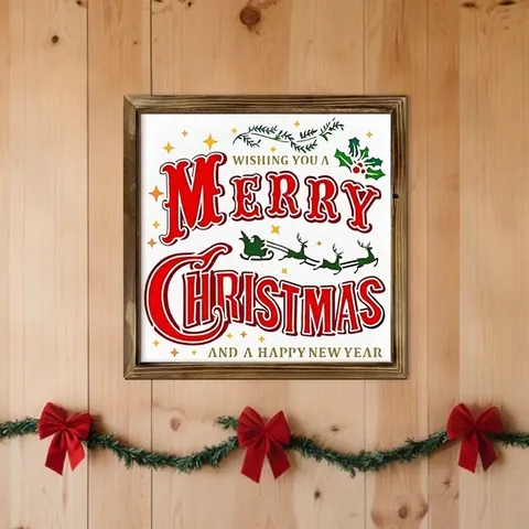 Cuadro Decorativo De Navidad Con Marco De Madera Fantasma Con Gorro De Santa Gato Para Comedor De Casa Decoración De Vacaciones
