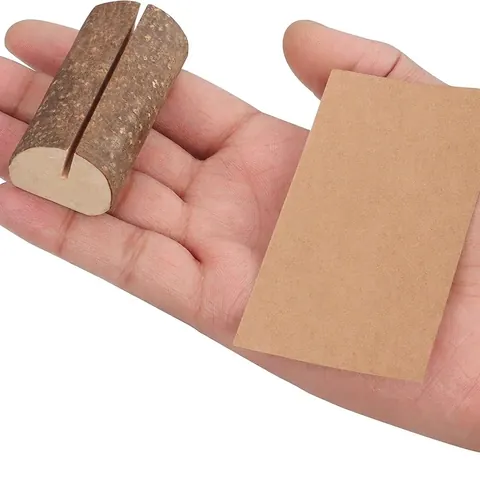 Porta Memo in Legno Vintage a Forma di Ceppo Supporto per Numeri da Tavolo e Segnaposto per Matrimonio Casa Ufficio