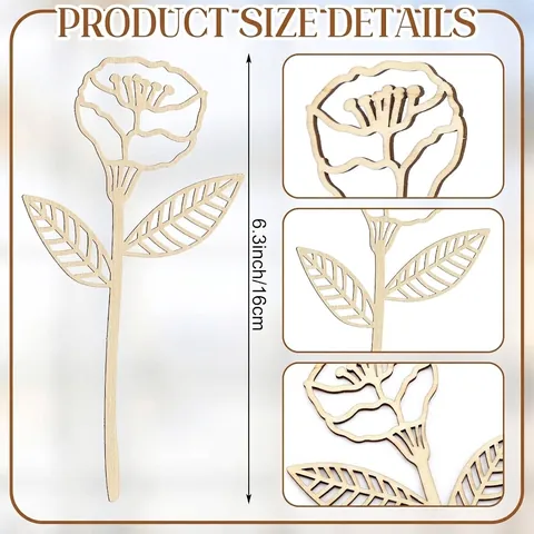 Laser Cut Wooden Wildflower Ornaments with White Ceramic Vase Elegant Tabletop Decorative Floral Statues for Home Office