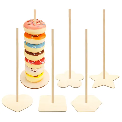 Soporte de Madera para Pared de Donuts Decoración para Bodas y Fiestas Estante de Exhibición de Postres de Madera Natural