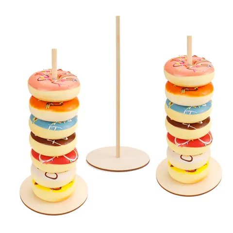 Soporte de Madera para Pared de Donuts Decoración para Bodas y Fiestas Estante de Exhibición de Postres de Madera Natural