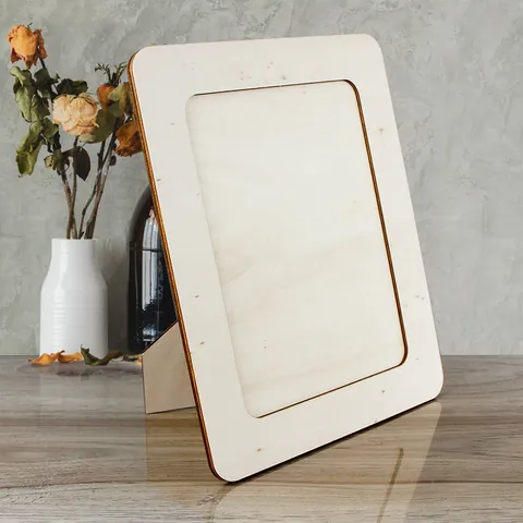 DIY Creative Unfinished Wooden Photo Frame Oval Square Rectangle Desktop Ornament Handmade Craft Display Home Decor Gift