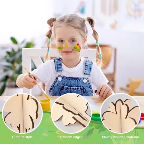 Ημιτελή Ξύλινα Σχήματα DIY Κατασκευές για Ζωγραφική 3D Ξύλινα Κομμάτια Λεύκας Διακόσμηση για Χάλοουιν Πάσχα Χριστούγεννα