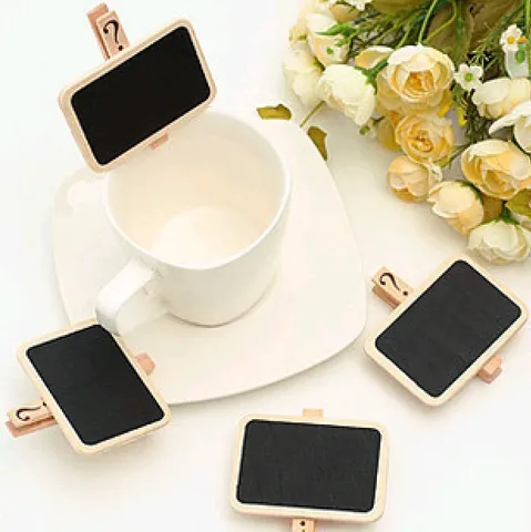 Japanese Style Mini Wooden Blackboard Clips Rectangular Memo Message Note Boards For Home Office Cafe Wedding Decoration
