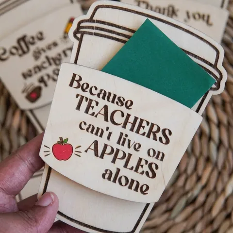 Wooden Coffee Cup Teacher Day Gift Card Holder Thank You Appreciation Gift For Teachers Classroom Desktop Card Organizer