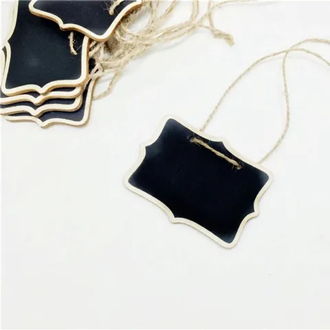 Vintage Double Sided Mini Wooden Hanging Chalkboard Tags With Hemp Rope For Wedding Party Home Decor DIY Message Board Labels