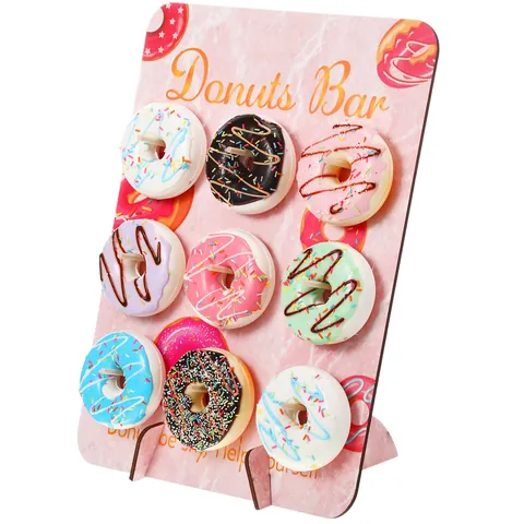 Soporte de Exhibición de Pared de Donut de Madera Decoración de Fiesta DIY Soporte de Postres con Patrón de Mármol