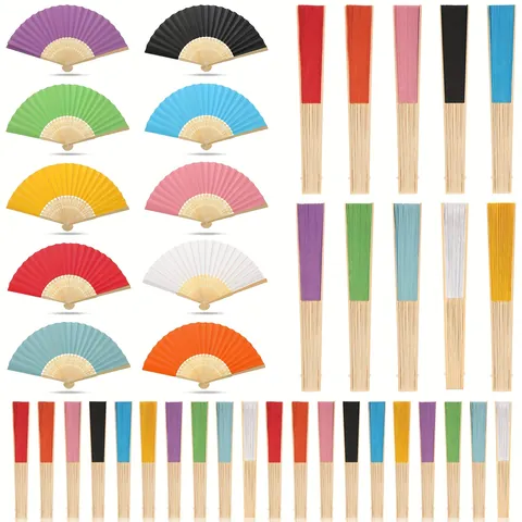Chinese Hand Folding Fan Bamboo Paper Wedding Party Favors DIY Painting Drawing Decorative Folding Fan For Wedding Gift