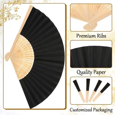 Chinese Hand Folding Fan Bamboo Paper Wedding Party Favors DIY Painting Drawing Decorative Folding Fan For Wedding Gift
