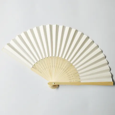 Handheld Folding Paper Fan With Hollow Bamboo Ribs For Wedding Party Decor DIY Painting Blank Craft Fan For Men Women
