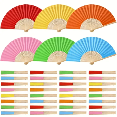 DIY Personalized Graffiti Folding Paper Fan Multi Color Wedding Party Gift Bamboo Rib Paper Hand Fan Handheld Craft Fan