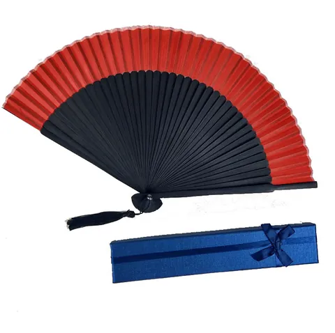 Chinese Traditional Solid Black Bamboo Folding Fan Silk Surface Kung Fu Fan Large Hand Fan Decorative Craft Fan With Tassel Performance Dance Fan For Men Women