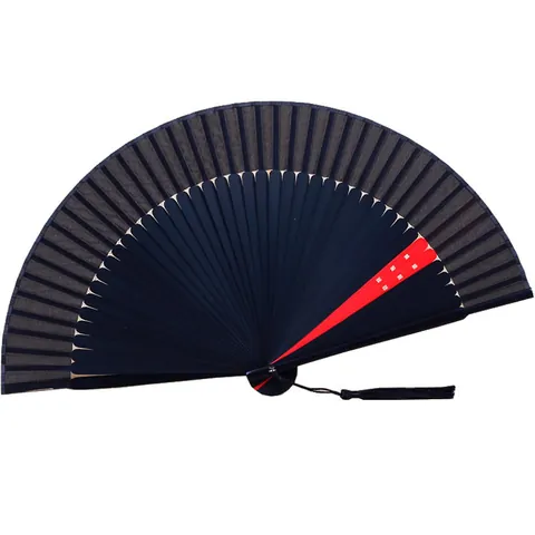 Éventail Pliant en Bambou Style Chinois 21cm Éventail à Main en Soie Avec Gland Pour Fête Danse Maison Décoration
