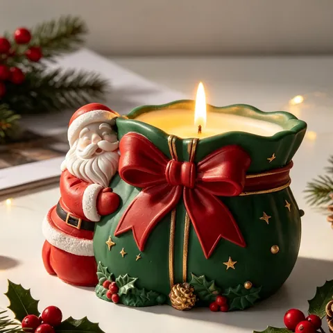 Christmas Santa Claus Gift Bag Silicone Mold DIY Handmade Scented Candle Plaster Decoration Resin Casting Craft Tool