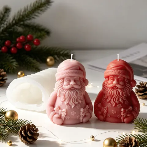 Weihnachtsmann Silikonform Für Weihnachten Kerzenherstellung DIY Gips Ornament Handgemachte Seifenform Schneeflocke 3D Skulptur Deko
