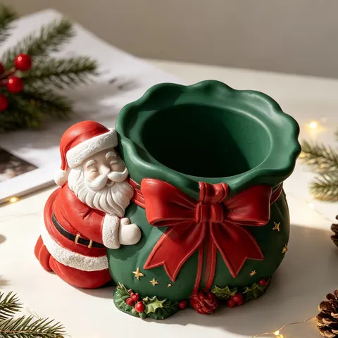 Christmas Santa Claus Gift Bag Silicone Mold DIY Handmade Scented Candle Plaster Decoration Resin Casting Craft Tool