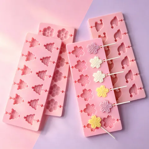 Silicone Lollipop Mold DIY Handmade Chocolate Candy Mold Cartoon Sakura Cat Paw Bear Shape Cake Decorating Baking Tools
