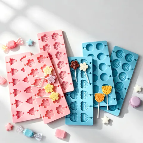 Silicone Lollipop Mold DIY Handmade Chocolate Candy Mold Cartoon Sakura Cat Paw Bear Shape Cake Decorating Baking Tools
